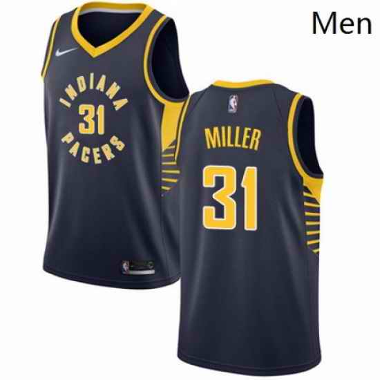 Mens Nike Indiana Pacers 31 Reggie Miller Authentic Navy Blue Road NBA Jersey Icon Edition
